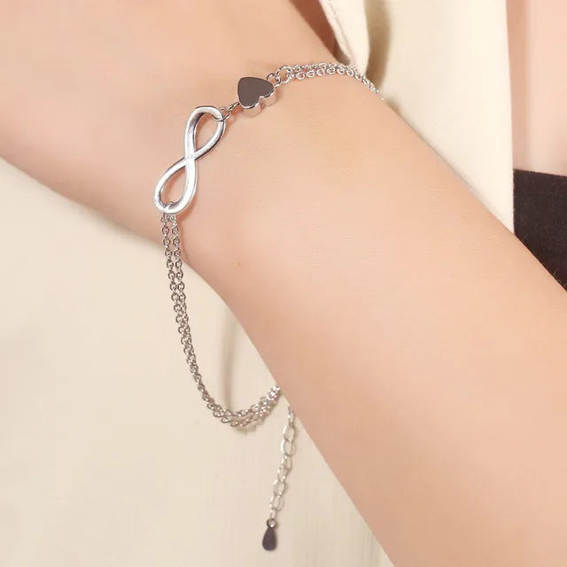 ⭕ S925 Zircon Double Circle Charm Bracelet