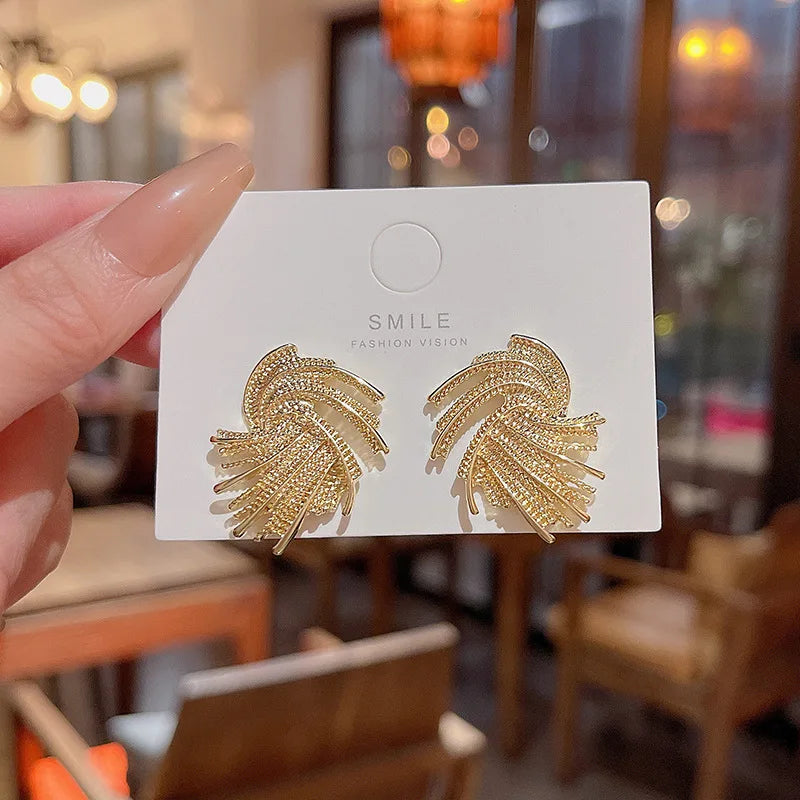 Gold Irregular Statement Stud Earrings