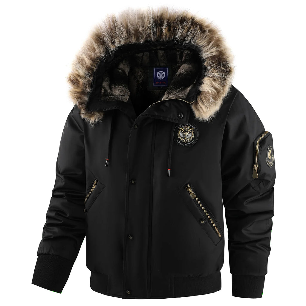 Men's Fur Collar Hooded Down Jacket