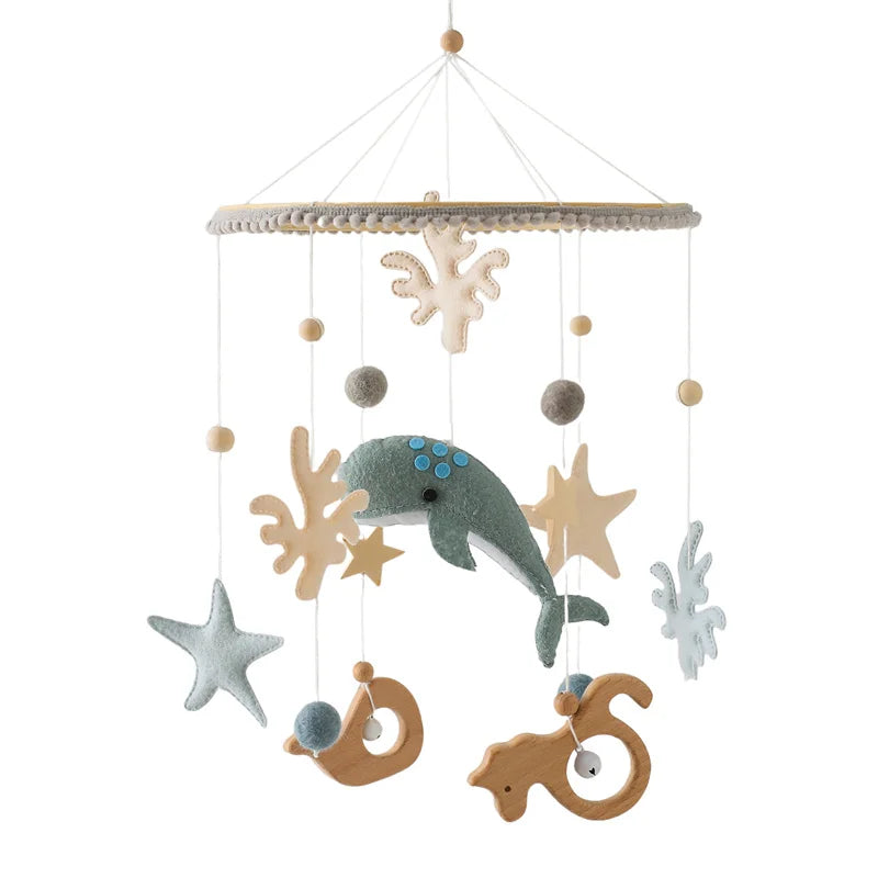 ⭐ Wooden Crochet Stars Baby Crib Mobile