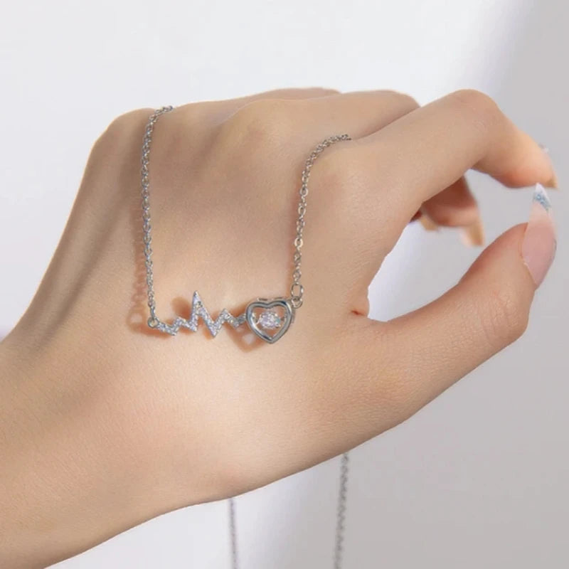 ⚡ Heart Electrocardiogram Pendant Necklace