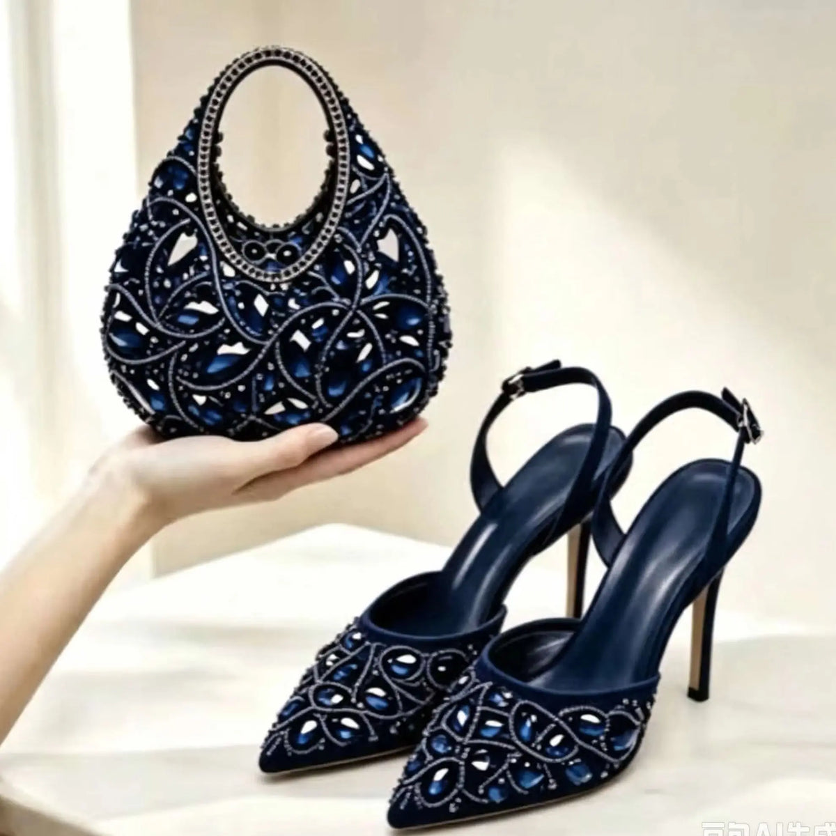 Burgundy Rhinestone Heels & Clutch Set