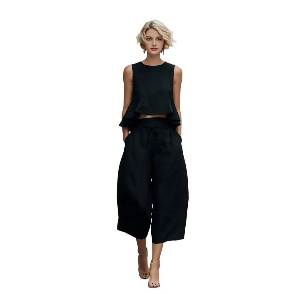 Plus Size Tank & Wide-Leg Pants Set