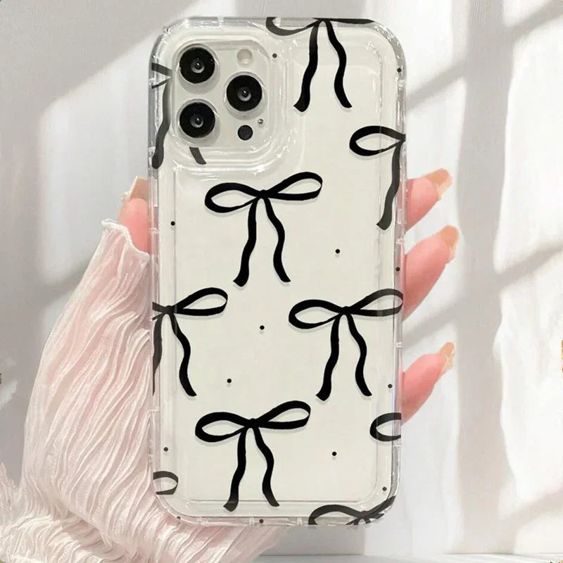 Pink Heart Bow Clear iPhone Case