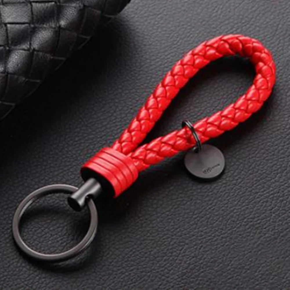Braided Leather Rope Keychain