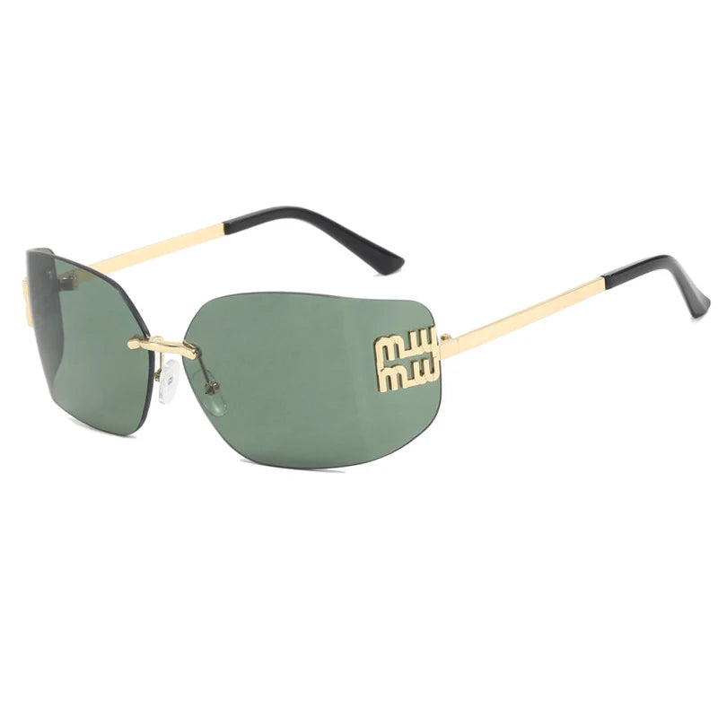 Retro Rimless Metal Sunglasses
