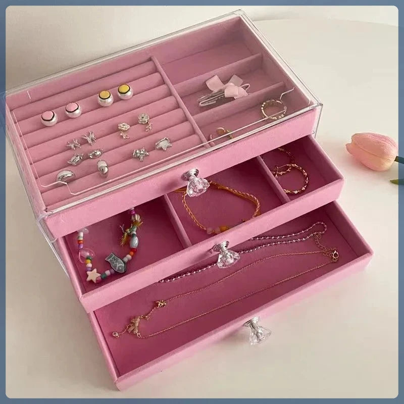 3-Drawer Velvet Jewelry Storage Box