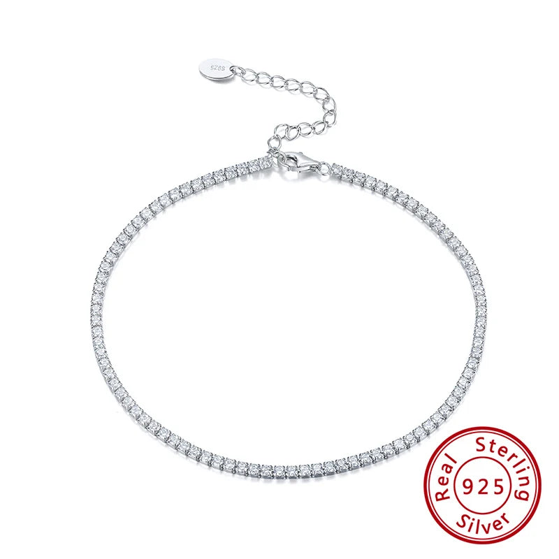 925 Silver CZ Tennis Anklet