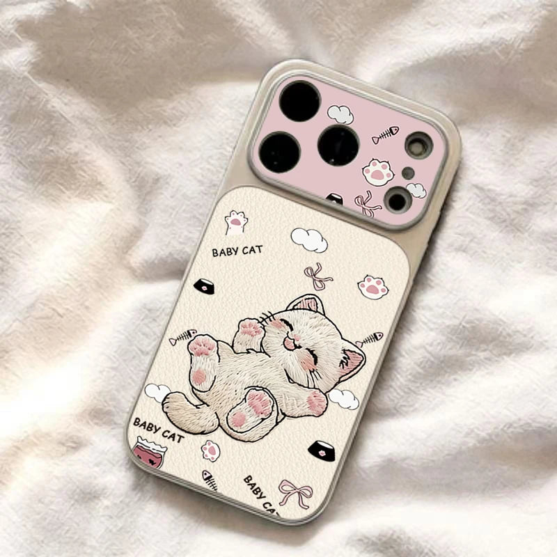 Embroidered Cat iPhone Case