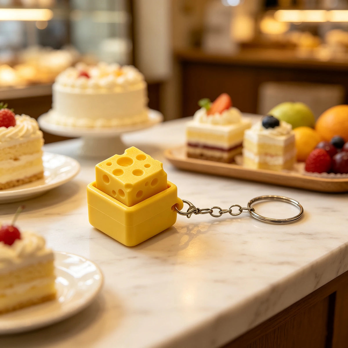 Cheese Keycap Clicker Keychain