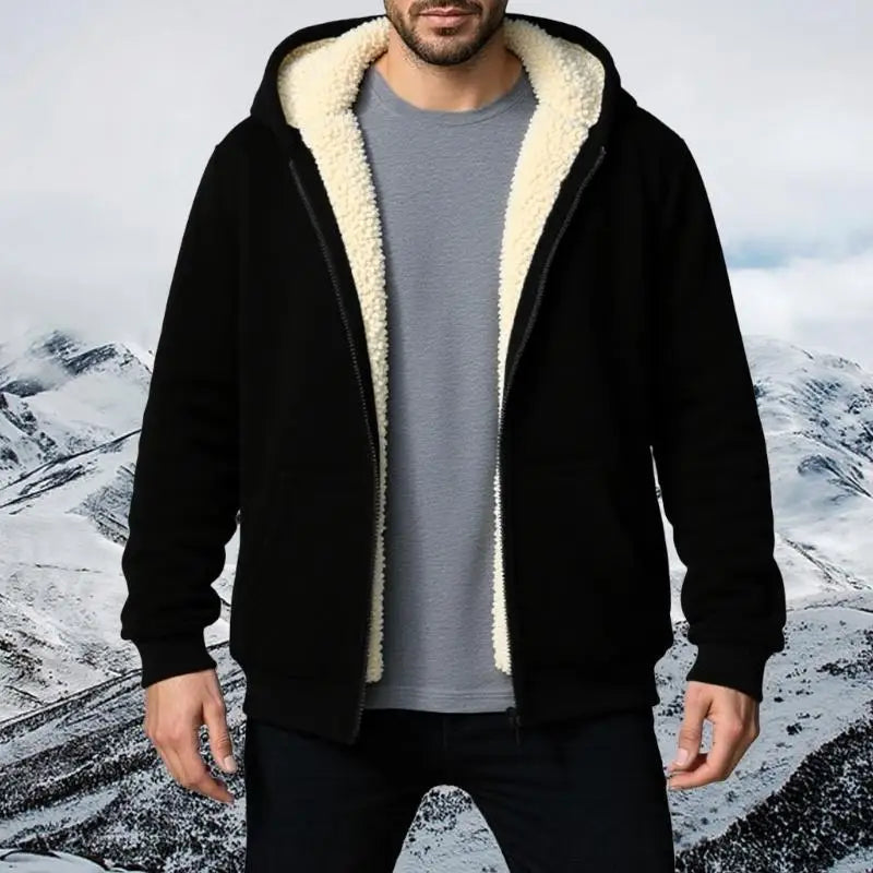 Men's Fleece-Lined Hooded Zip Coat