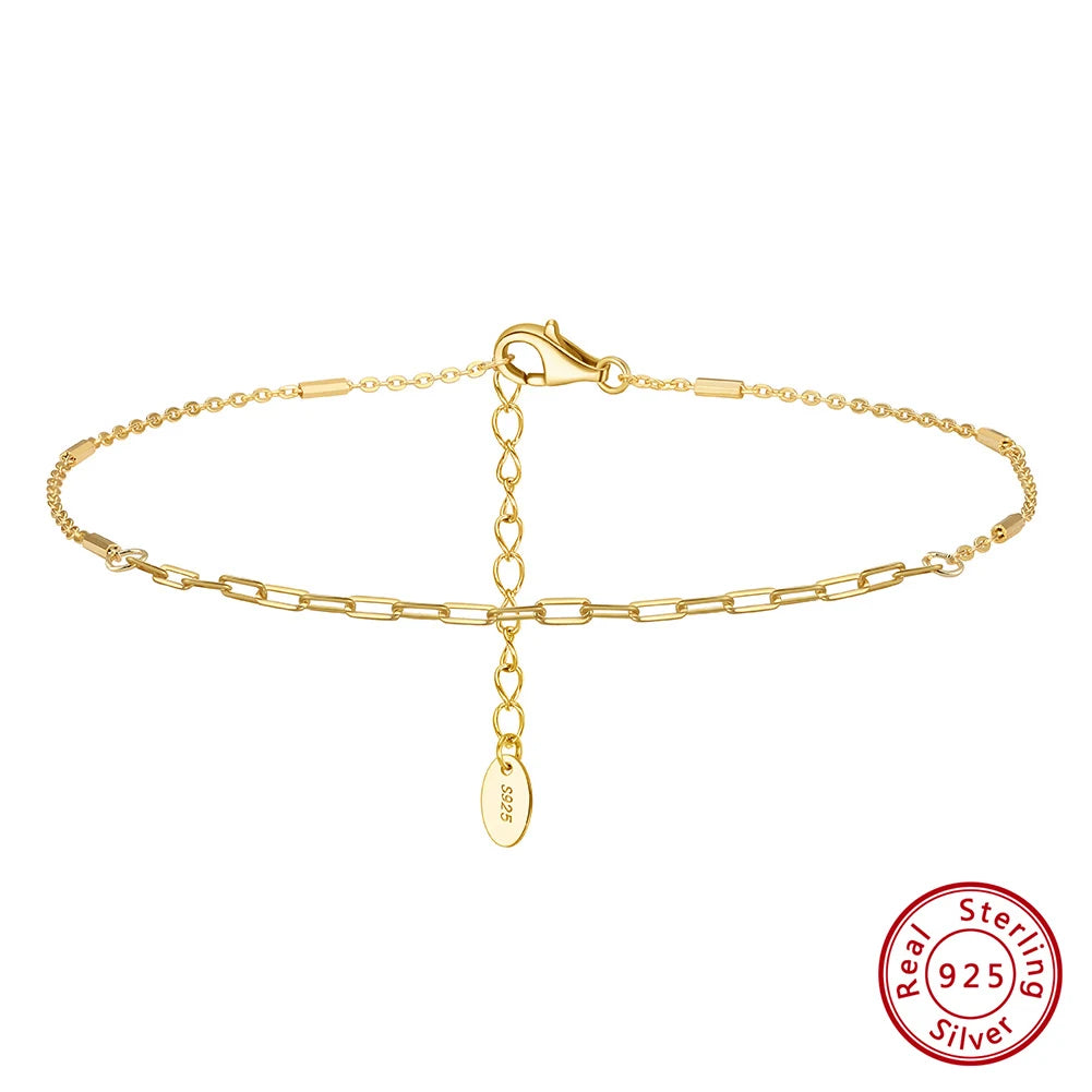 14K Gold 925 Silver Cuban Anklet