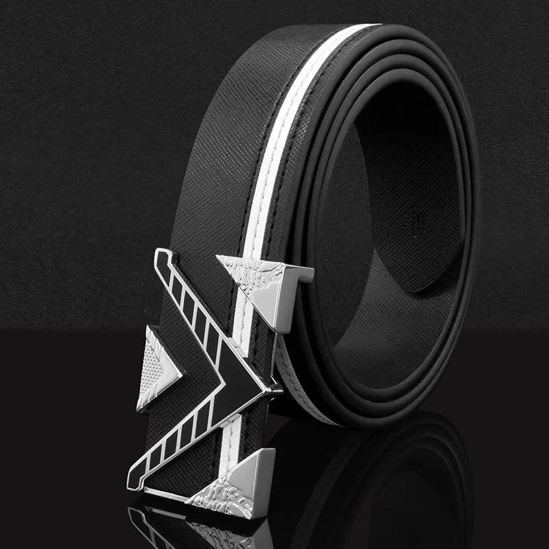 Unisex White Leather Belt