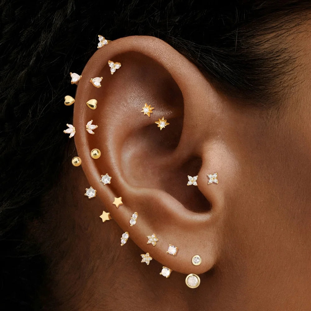 925 Silver Mini CZ Tragus Stud (1 Pc)