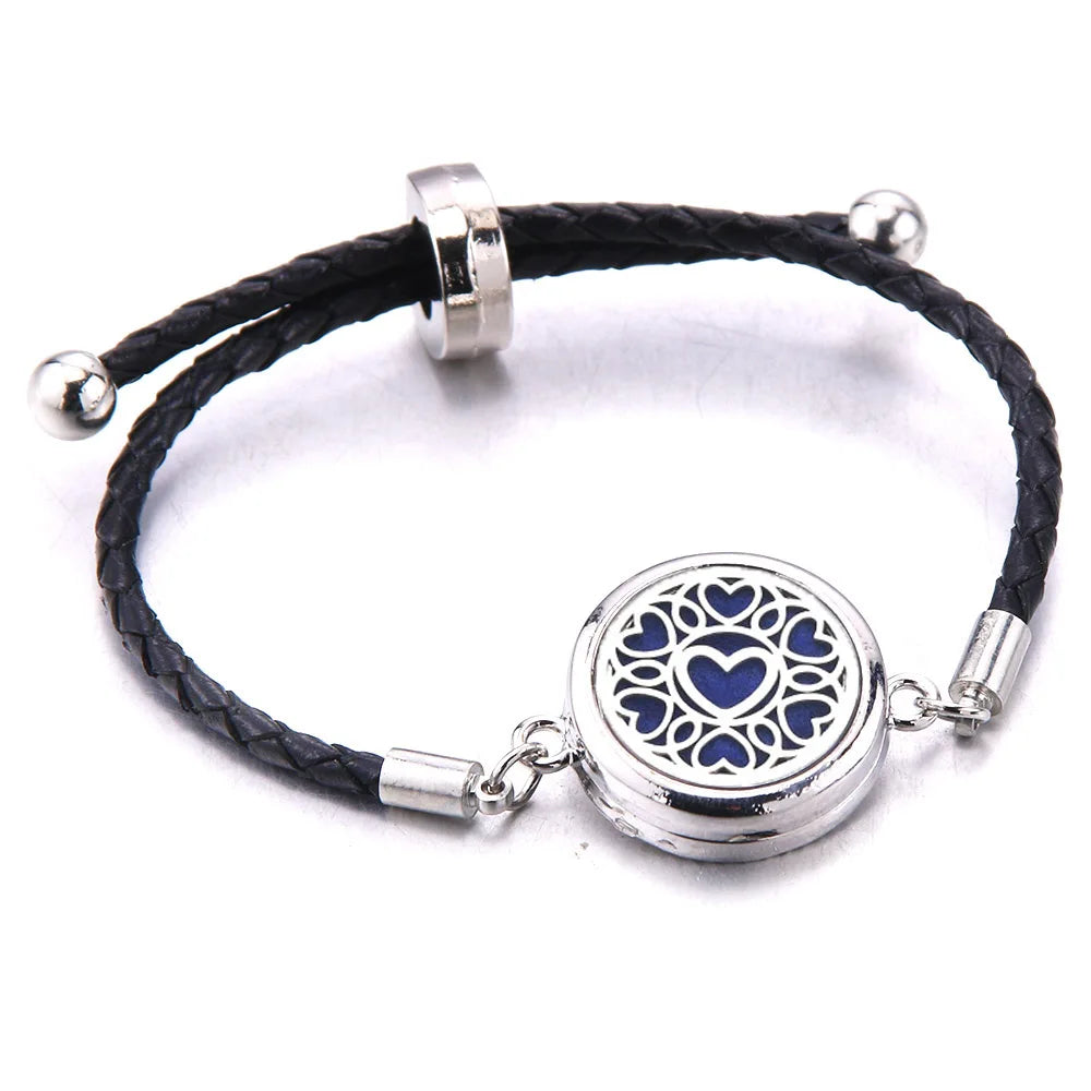 Aromatherapy Locket Leather Bracelet