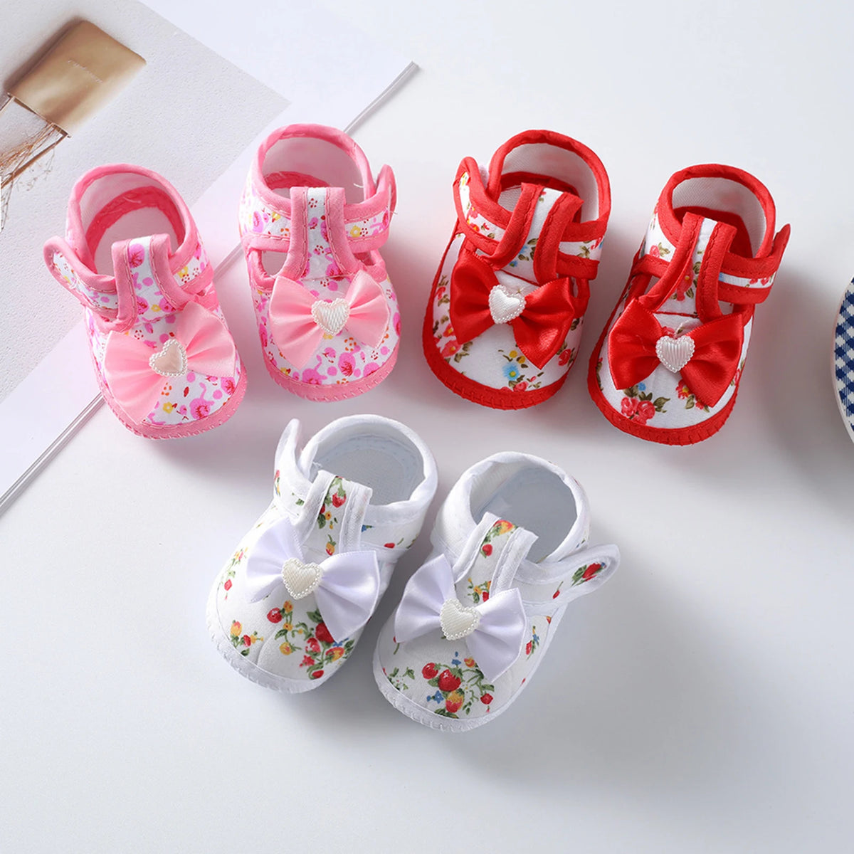 Baby Girls Bow Soft Sole Shoes 0–12M