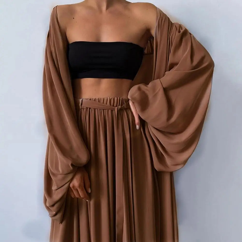 3-Piece Cardigan, Tube Top & Pants Lounge Set