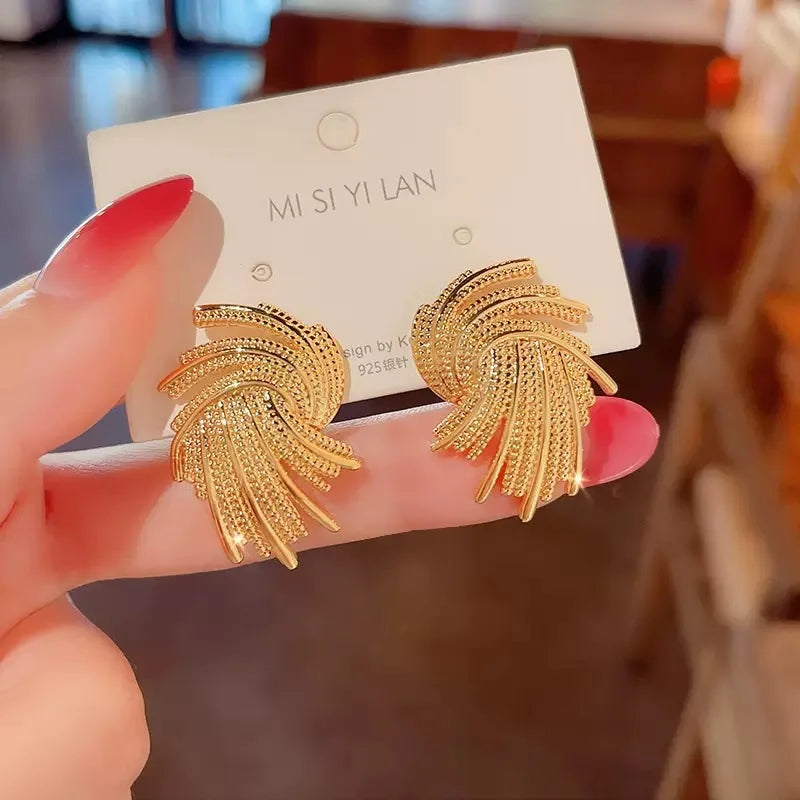 Gold Irregular Statement Stud Earrings