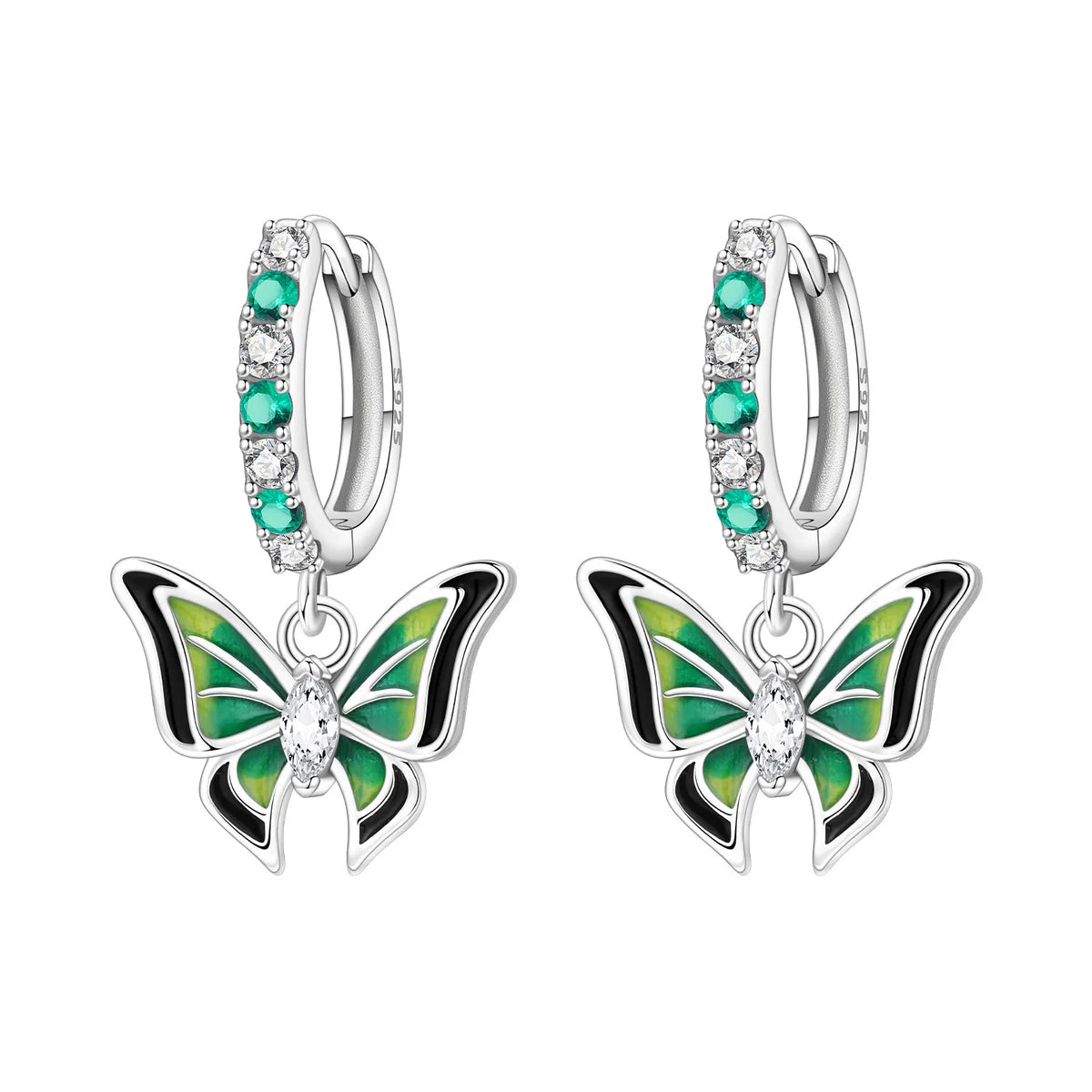 925 Silver Purple Butterfly Drop Earrings