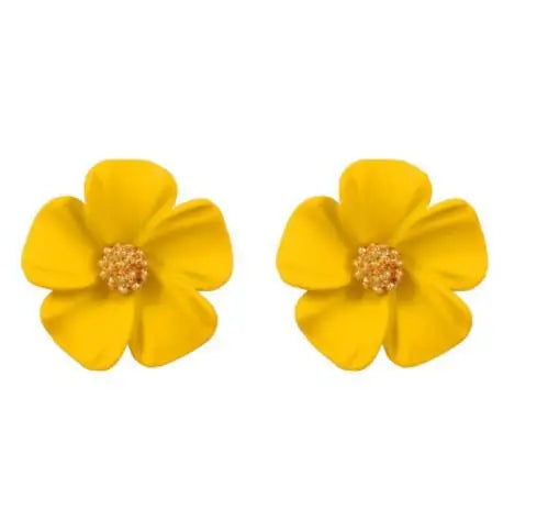 Colorful Enamel Big Flower Earrings