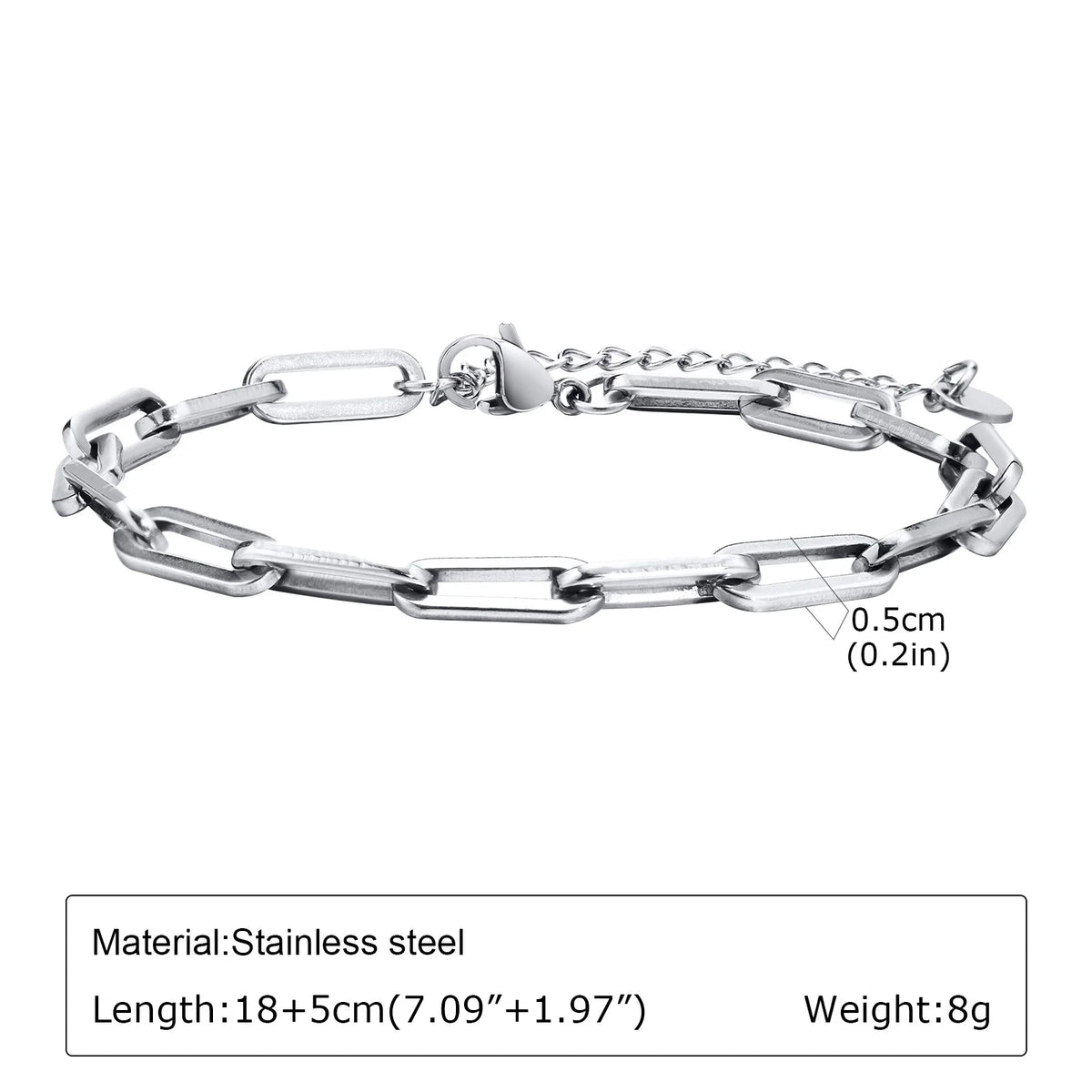 Men's Silver Stainless Steel Chain Bracelet