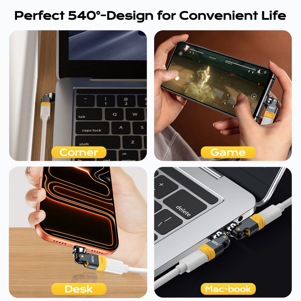 ↩️ AUFU 540° USB-C Fast Charging Adapter