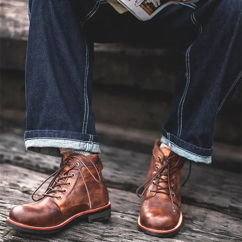 Men's Vintage Platform Ankle Boots