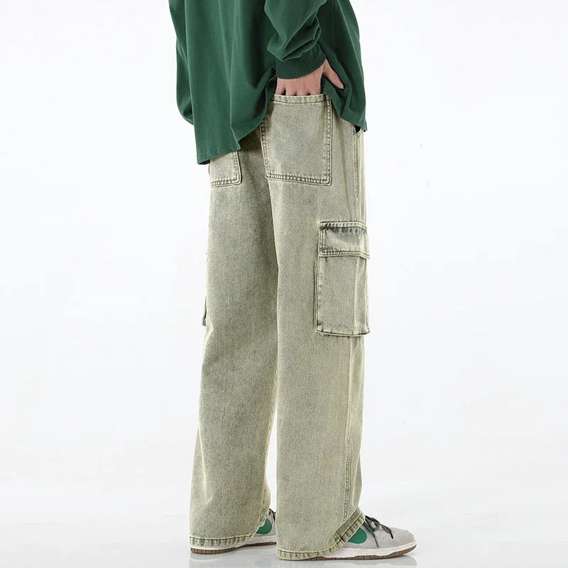 Men's Baggy Wide-Leg Cargo Jeans