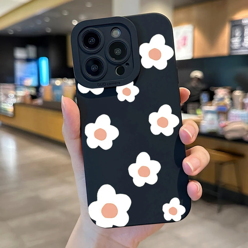 Black Flower Pattern iPhone Case
