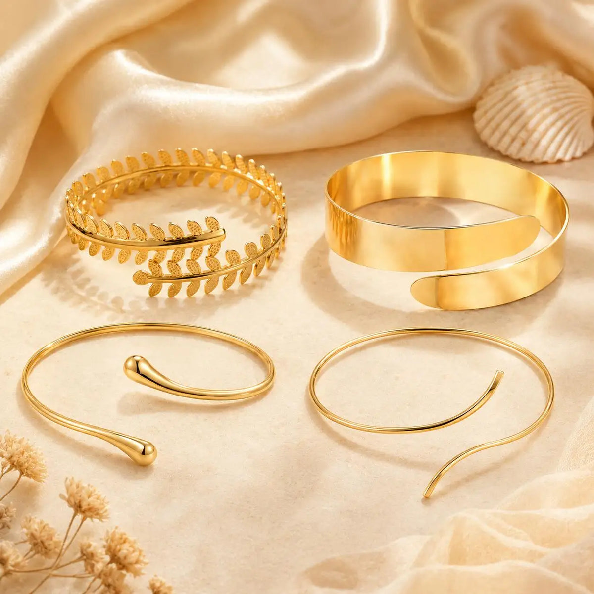 Gold Plated Open Cuff Anklet