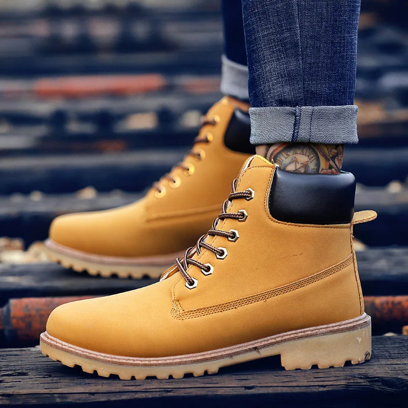 Unisex Leather High-Top Boots