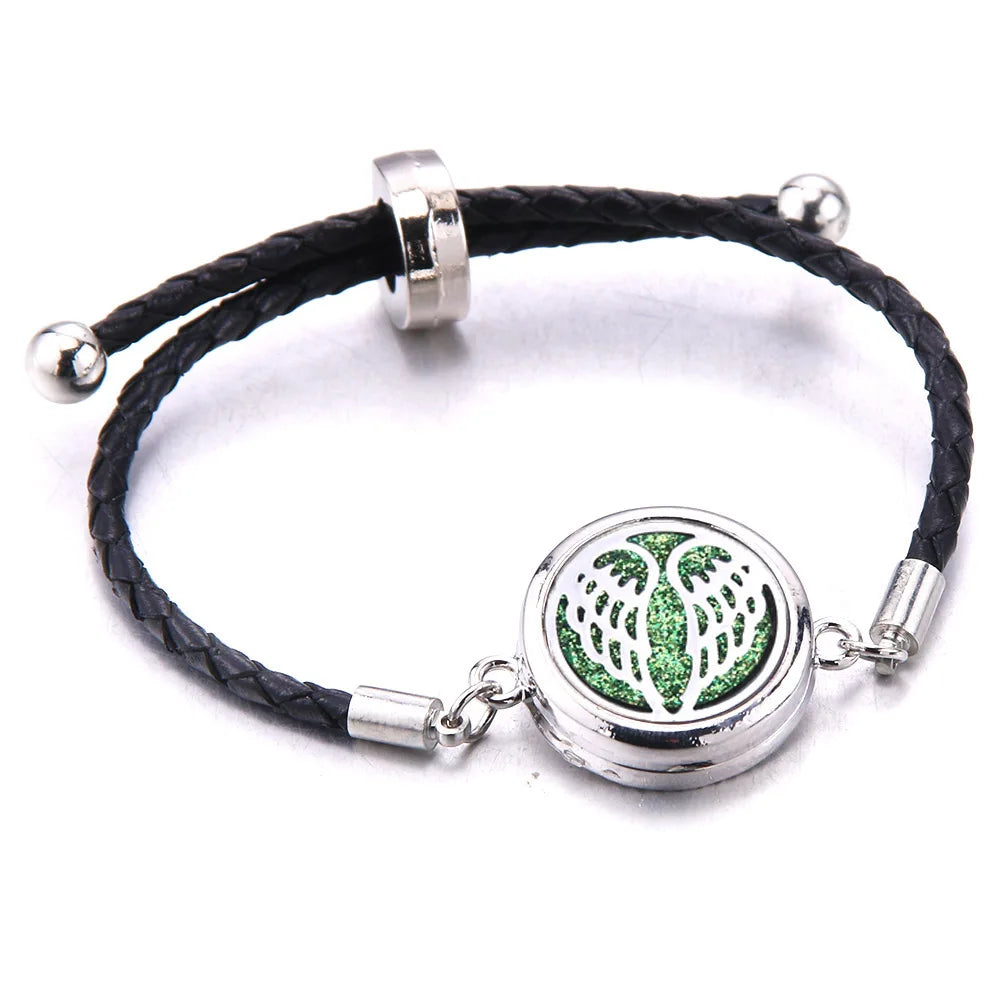 Aromatherapy Locket Leather Bracelet