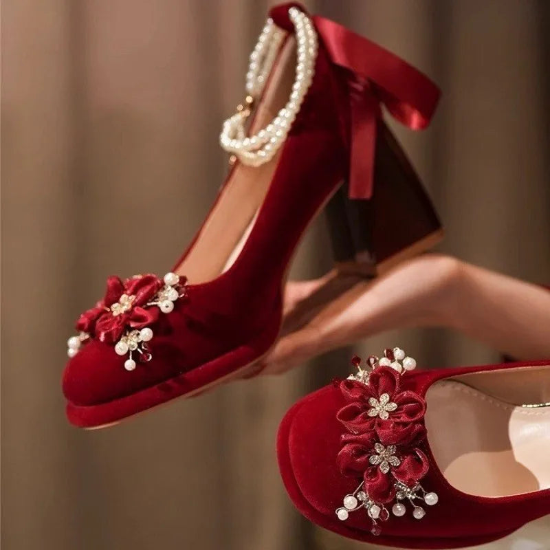 Red Wedding Mary Jane Heels