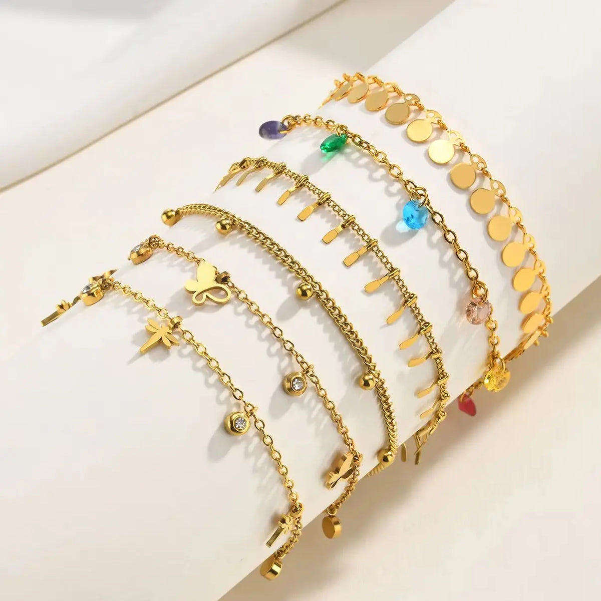 Gold Disc Tassel Anklet