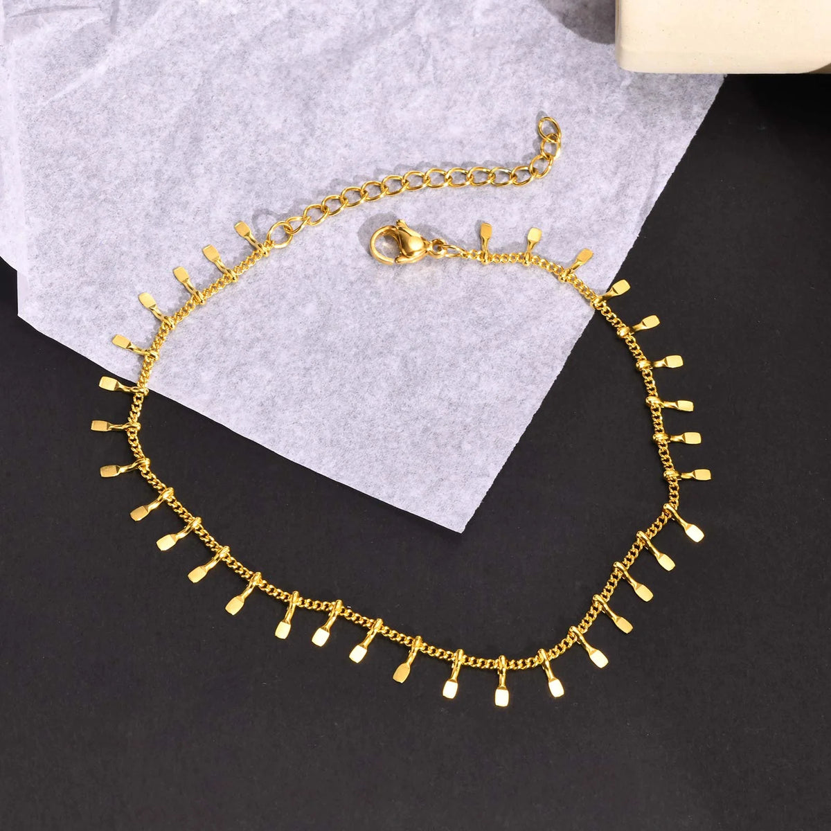 Gold Disc Tassel Anklet