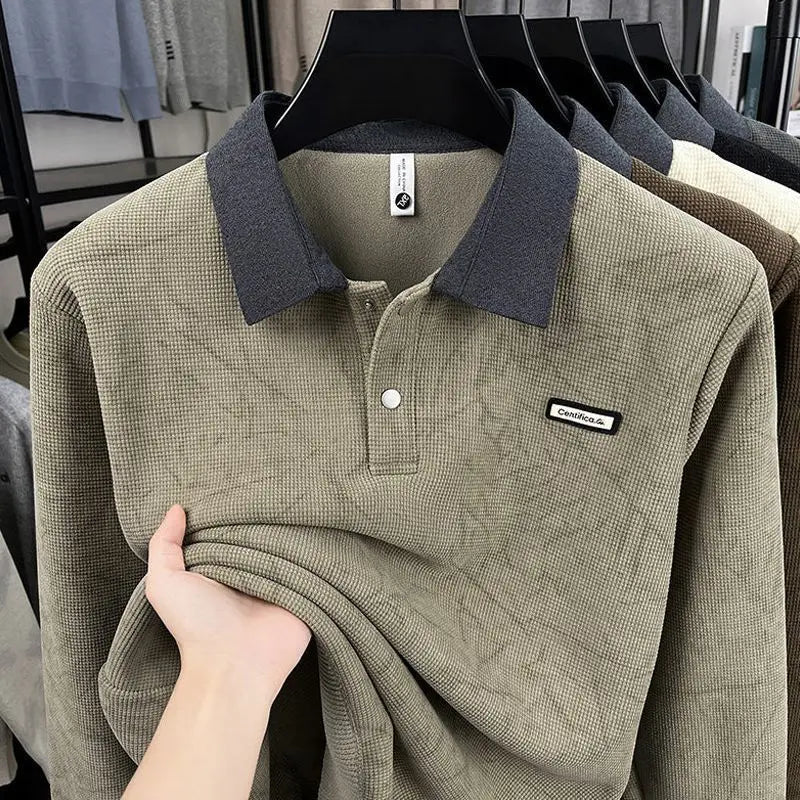 Men's Fleece Long Sleeve Polo