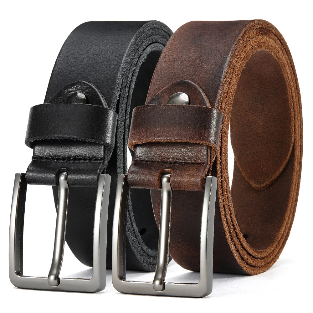 Men's Antique Buckle Cowhide Belt