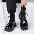 Men's Patent Leather Motorcycle Boots