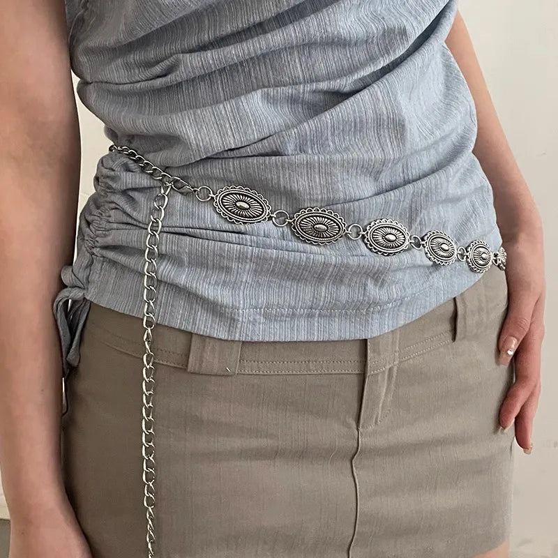 Vintage Denim Waist Chain Belt