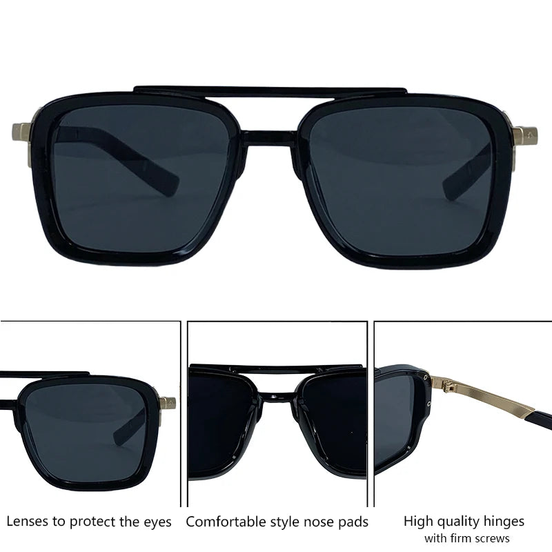 Men's Polarized Double Bridge Square Sunglasses
