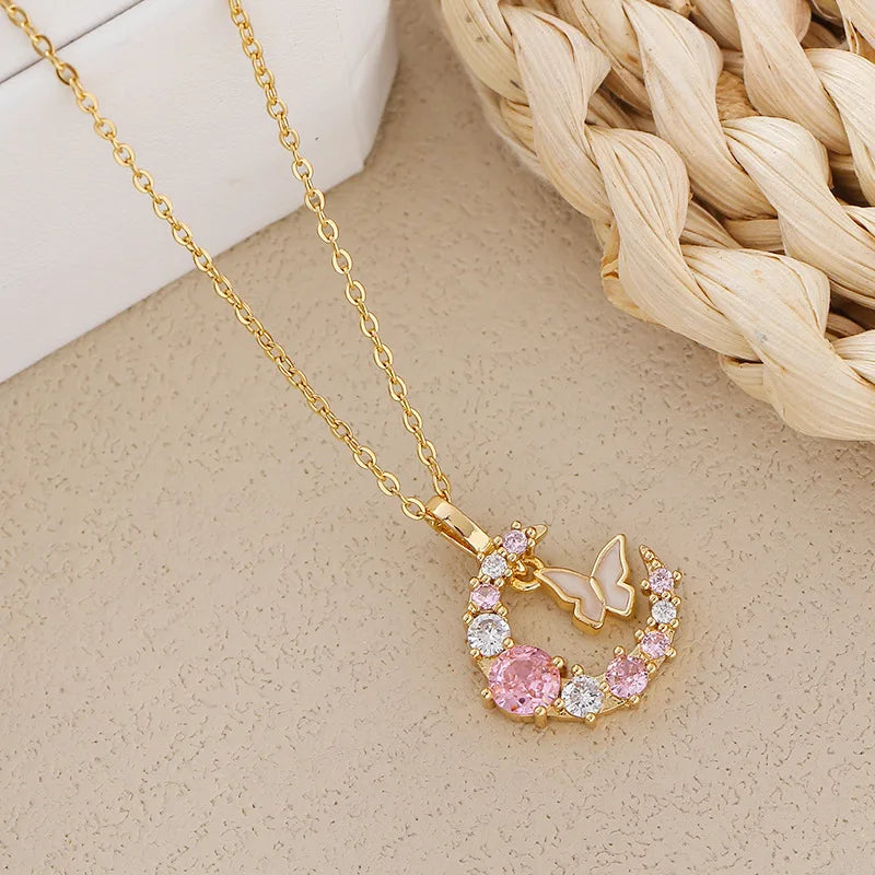 Butterfly Moon Stainless Steel Necklace