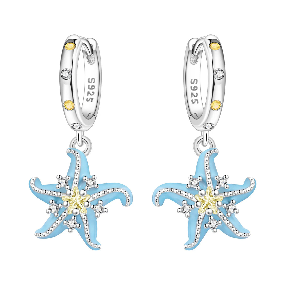 925 Silver Blue Betta Fish Earrings