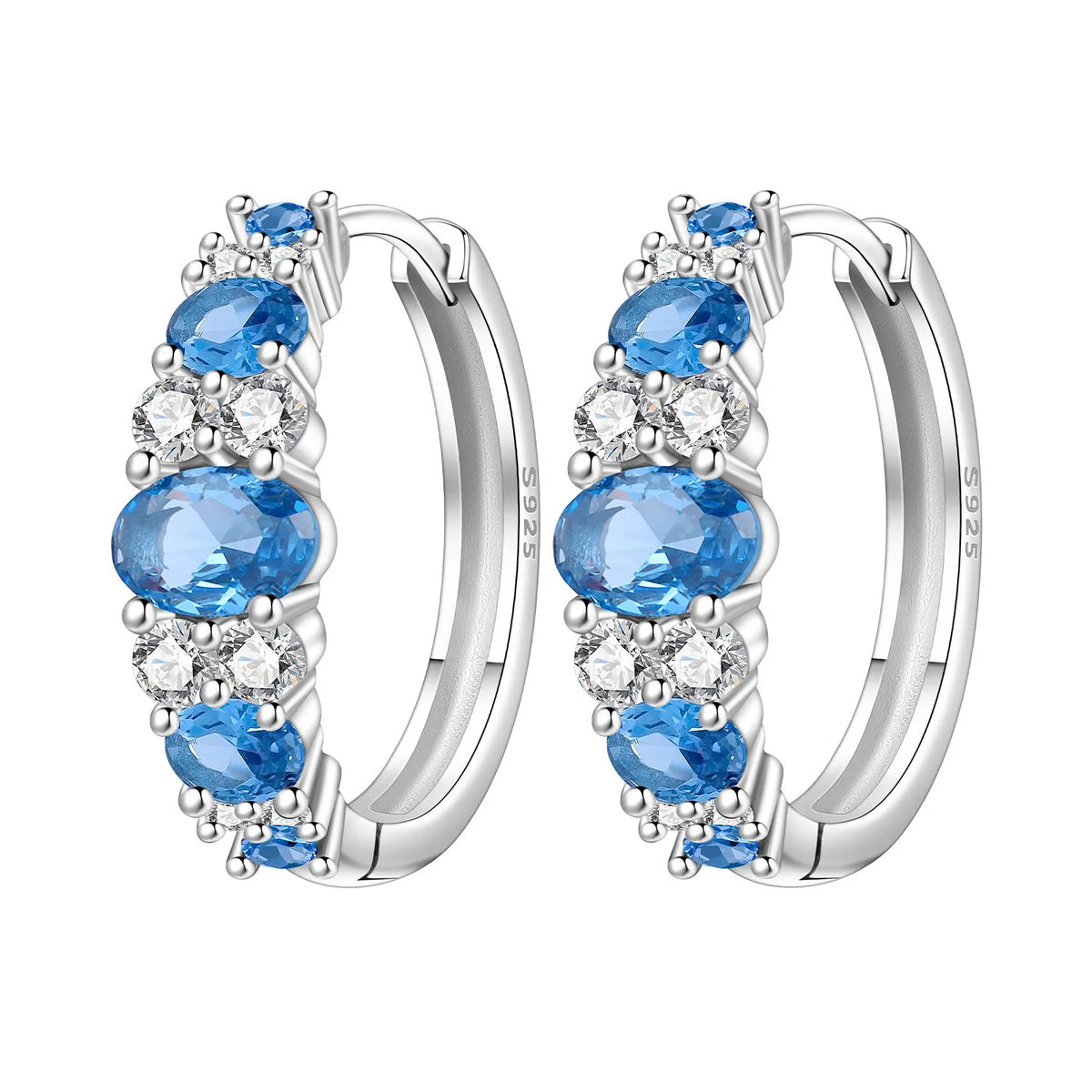 925 Silver Vine Heart Black Zircon Hoops