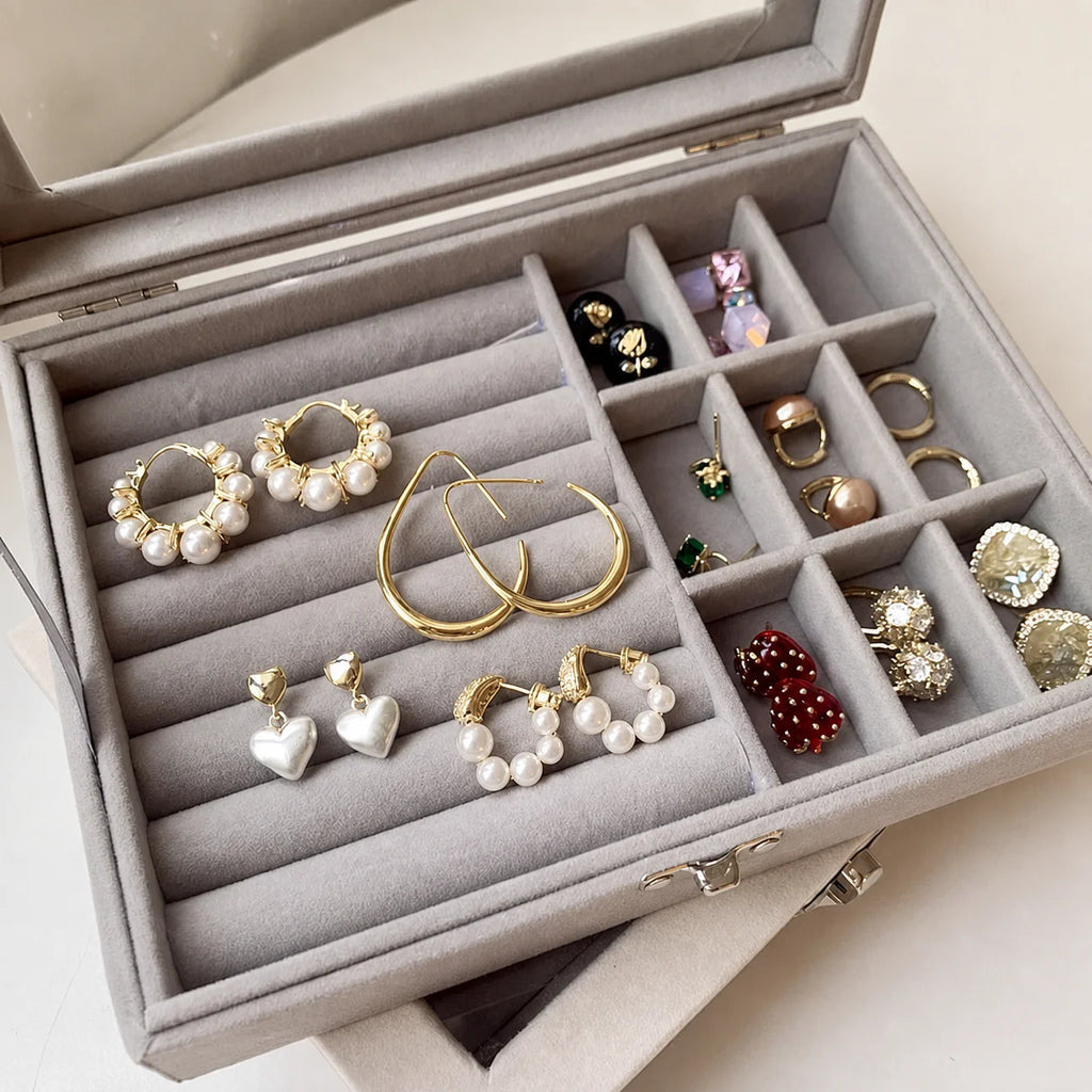 Velvet-Lined Jewelry Box with Clear Lid
