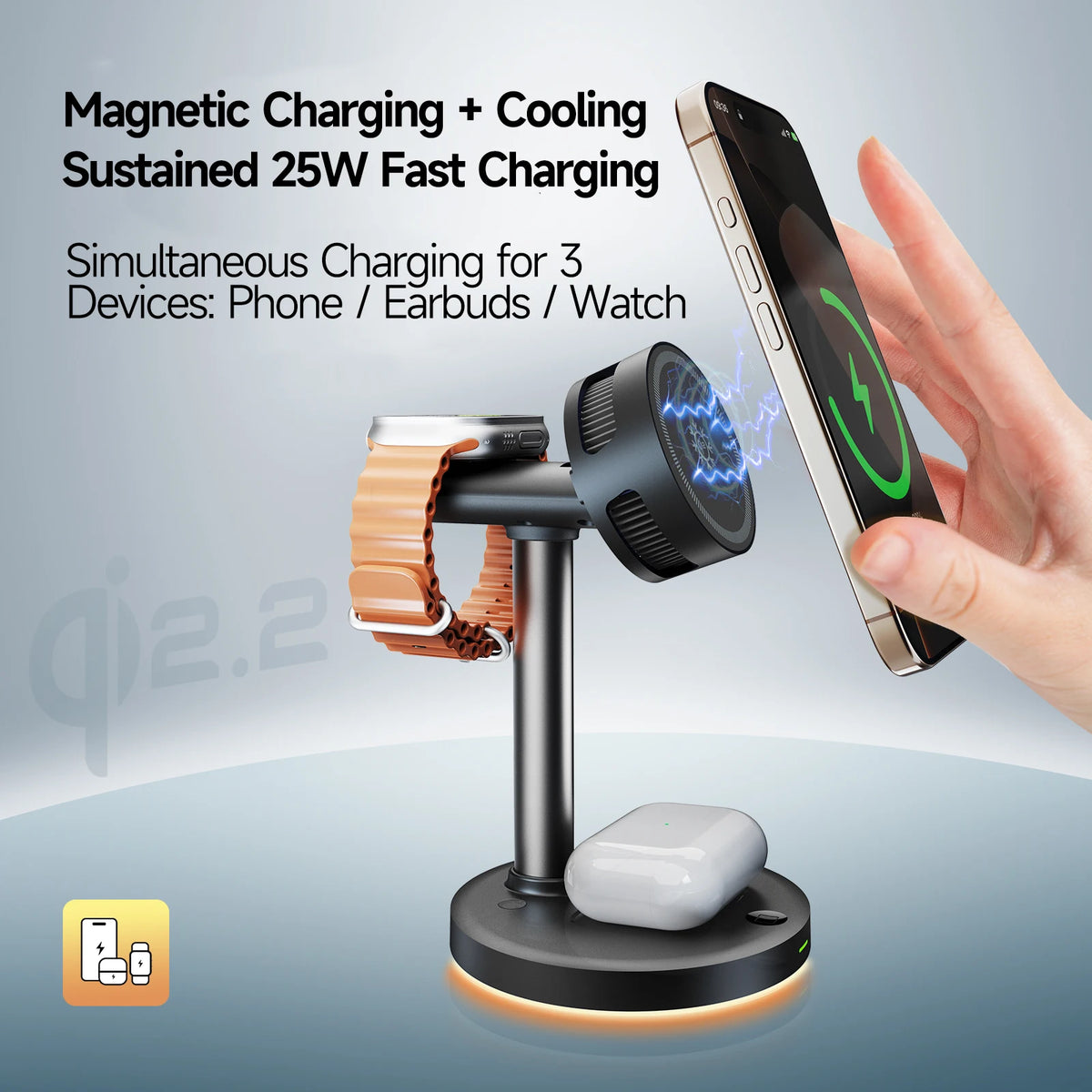 ❄️ 3-in-1 Magnetic Wireless Charging Cooling Station