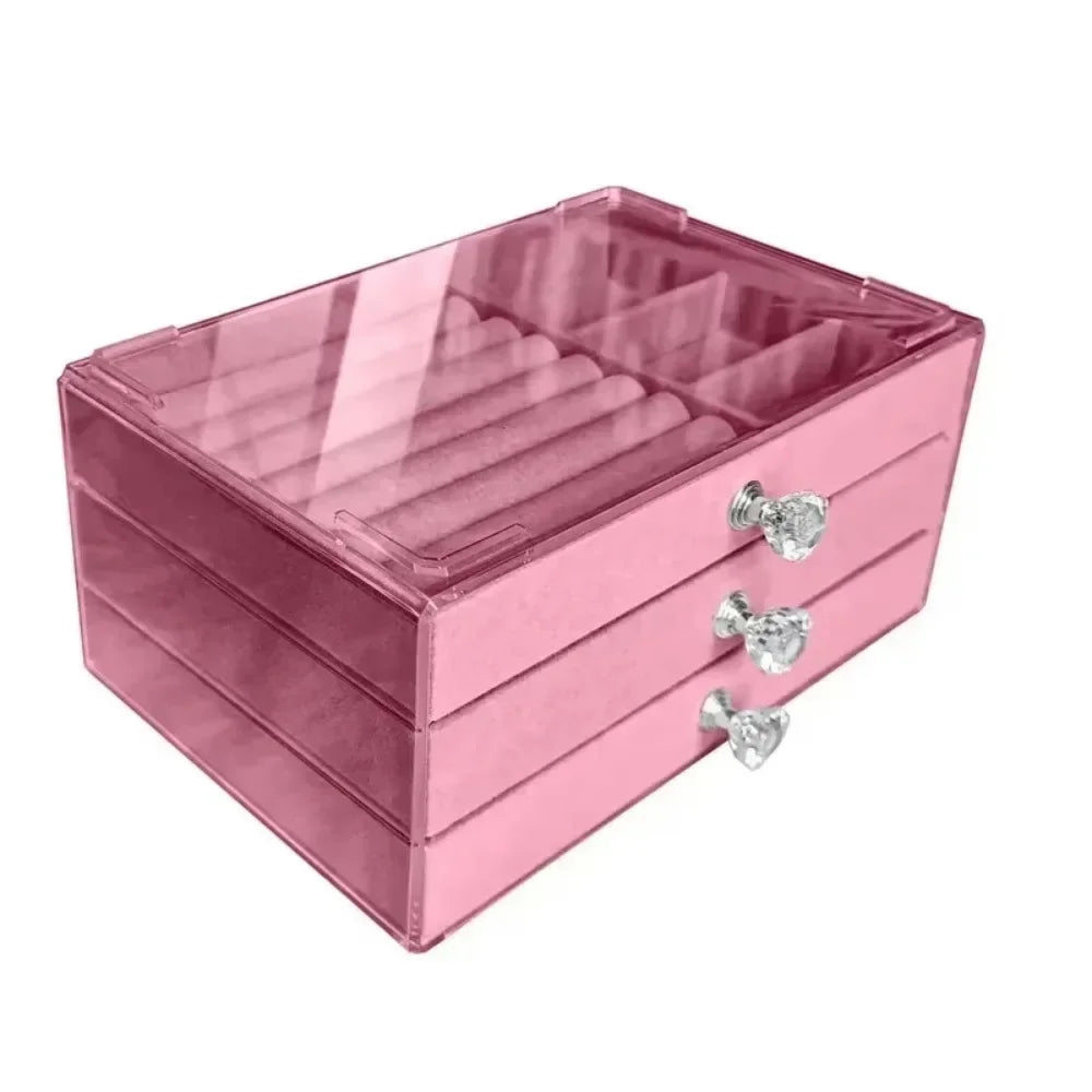 3-Drawer Velvet Jewelry Storage Box