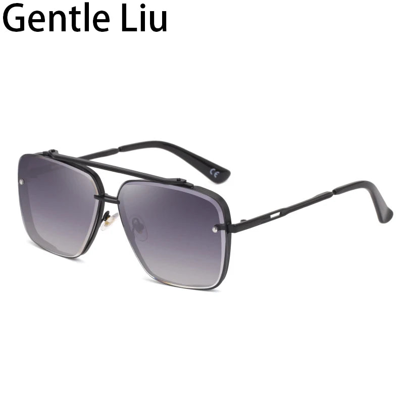 Men's Oversized Rimless Square Sunglasses