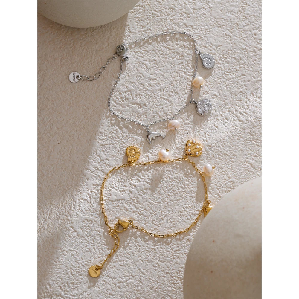 Ocean Shell & Dolphin Charm Anklet
