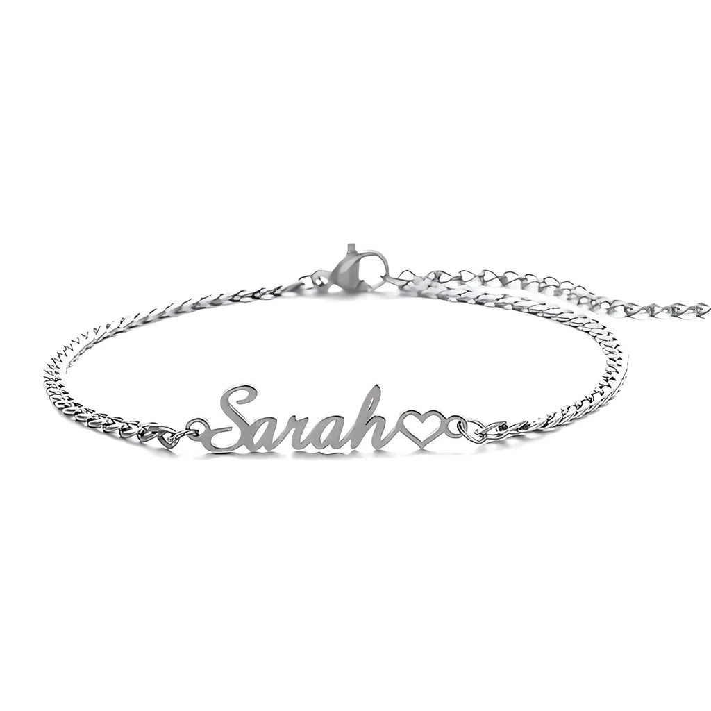 Personalized Name Heart Cuban Anklet