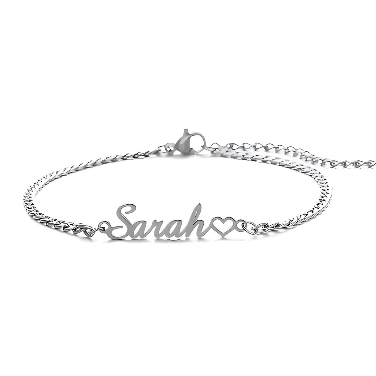 Personalized Name Heart Cuban Anklet